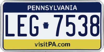 PA license plate LEG7538