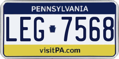 PA license plate LEG7568