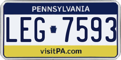 PA license plate LEG7593