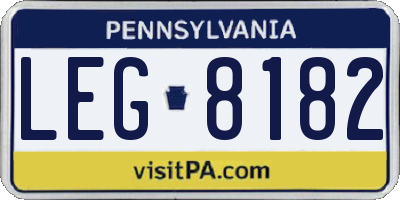 PA license plate LEG8182