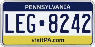 PA license plate LEG8242
