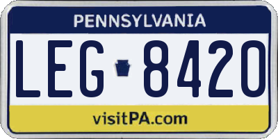 PA license plate LEG8420