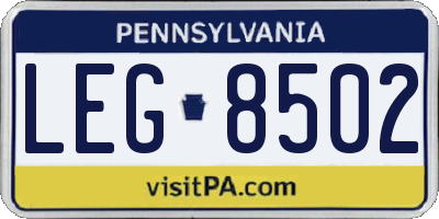 PA license plate LEG8502