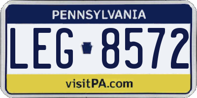 PA license plate LEG8572