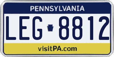 PA license plate LEG8812