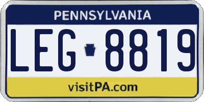 PA license plate LEG8819