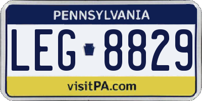 PA license plate LEG8829