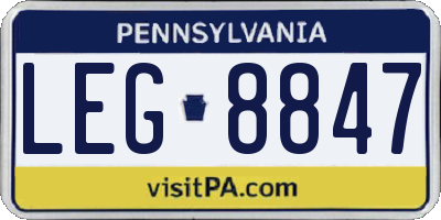 PA license plate LEG8847