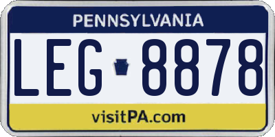 PA license plate LEG8878