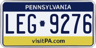 PA license plate LEG9276