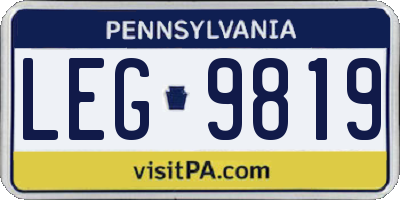 PA license plate LEG9819