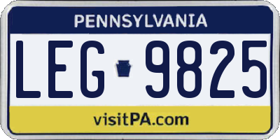 PA license plate LEG9825