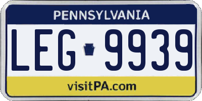PA license plate LEG9939
