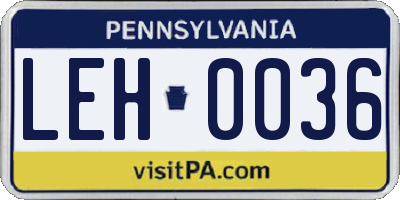 PA license plate LEH0036