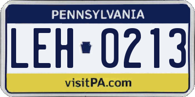 PA license plate LEH0213