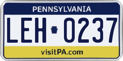 PA license plate LEH0237