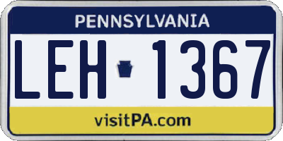 PA license plate LEH1367