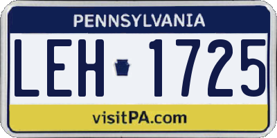 PA license plate LEH1725