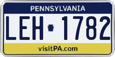 PA license plate LEH1782