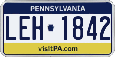 PA license plate LEH1842