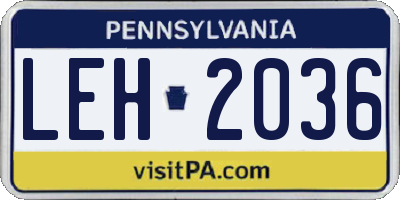 PA license plate LEH2036