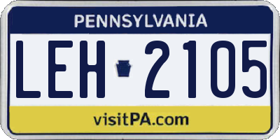 PA license plate LEH2105