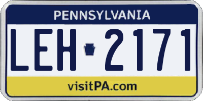 PA license plate LEH2171