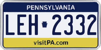 PA license plate LEH2332