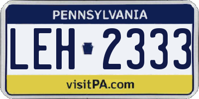 PA license plate LEH2333
