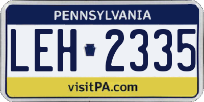 PA license plate LEH2335
