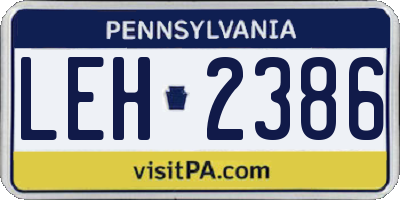 PA license plate LEH2386