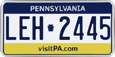 PA license plate LEH2445