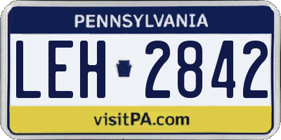 PA license plate LEH2842