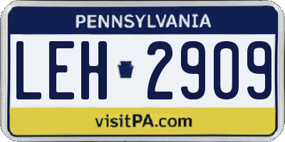 PA license plate LEH2909