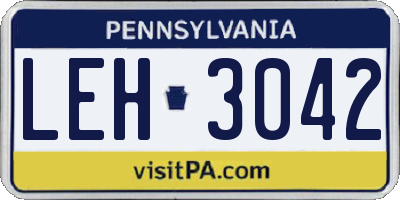 PA license plate LEH3042