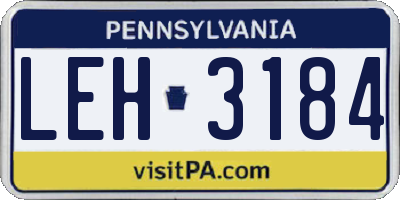 PA license plate LEH3184