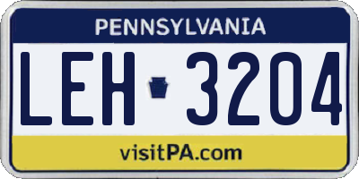 PA license plate LEH3204