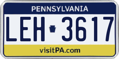PA license plate LEH3617