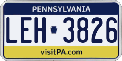 PA license plate LEH3826