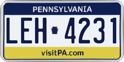 PA license plate LEH4231