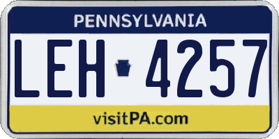 PA license plate LEH4257