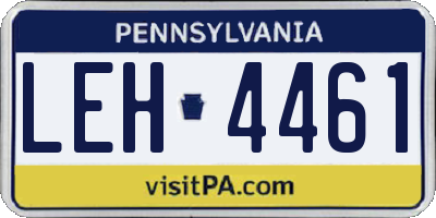 PA license plate LEH4461