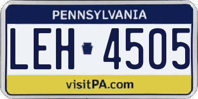 PA license plate LEH4505