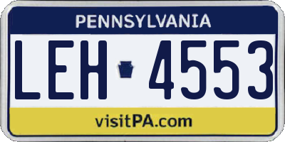 PA license plate LEH4553