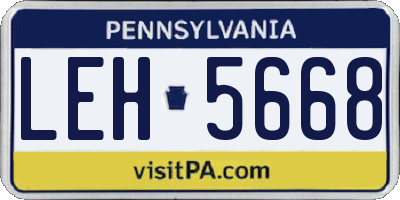 PA license plate LEH5668