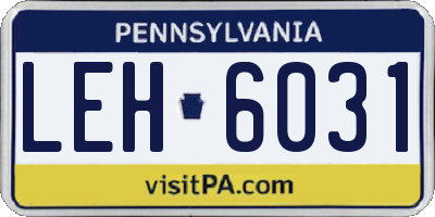 PA license plate LEH6031