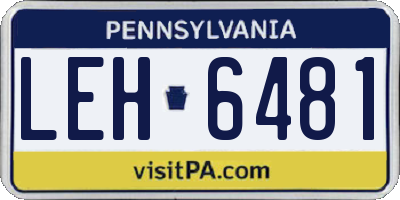 PA license plate LEH6481