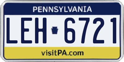 PA license plate LEH6721