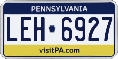 PA license plate LEH6927