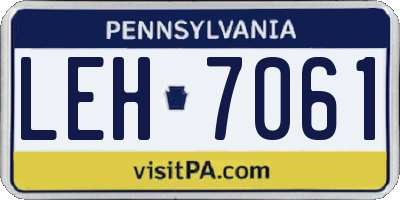 PA license plate LEH7061